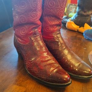 USA Justin Ruby Python Boots - Rare!